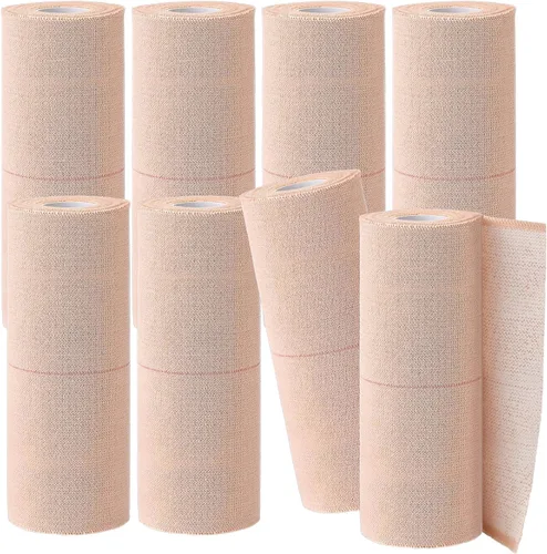 Vista 8 de Tondiamo 8 rollos de cinta adhesiva elástica para vendaje médico, cinta deportiva deportiva, tiras elásticas flexibles para tobillo, rodilla
