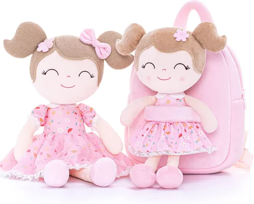 Vista 4 de Gloveleya Kids Backpacks Girls Backpack Plush Bags Diaper Bag Backpack with Floral Doll Pink 9