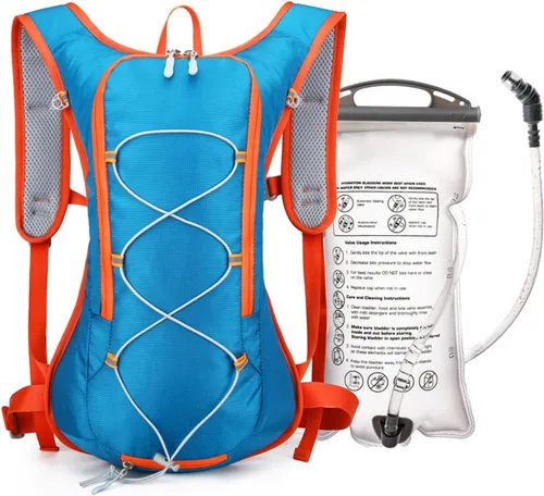 Mochila de hidratación de 12L para mujeres y hombres, chaleco ligero para correr con bolsa de agua de 2 litros, paquete de agua para senderismo, Azul