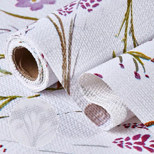 Forro floral para estantes de gabinete de cocina, forro antideslizante no adhesivo, impermeable, a prueba de aceite, fácil de limpiar, revestimiento