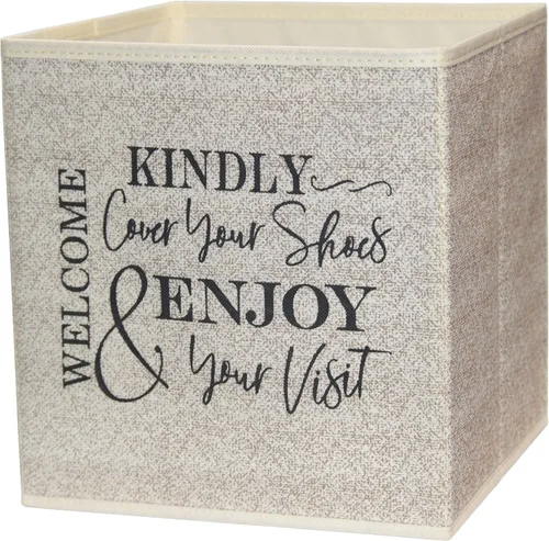 Caja de cubierta para zapatos, da la bienvenida a los invitados a cubrir los zapatos. Contenedor de almacenamiento plegable interior para llenar con
