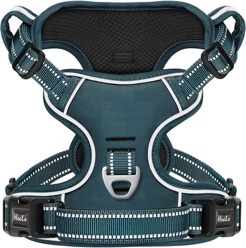 Vista 46 de HEELE Arnés para perro pequeño sin tirones con mango suave, arnés reflectante ajustable, color negro, XS