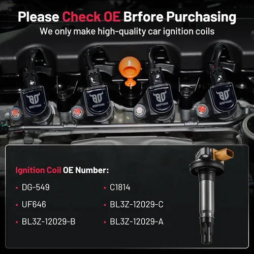 Vista 3 de BDFHYK Paquete de Bobinas de Encendido UF646 Compatibles con Lincoln MKS MKT Navigator F-150 Explorer Expedition Taurus Flex 2012 2013 2014 2015