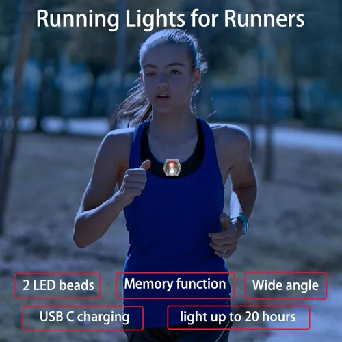Vista 3 de Luz LED de seguridad, luces de correr para corredores, luces traseras de bicicleta LED con clip para perros, luz para caminar por la noche, trotar