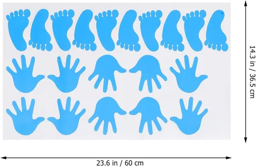Vista 2 de Garneck Calcomanías adhesivas de huellas de mano, 23.62 x 14.37 pulgadas, calcomanías de suelo y pared para guardería, habitación de niños Como se