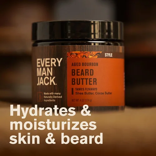 Vista 4 de Every Man Jack Mantequilla para Barba - Fragancia de Bourbon Añejo - Hidrata y Estiliza Barbas Secas y Rebeldes Mientras Alivia la Picazón