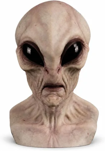 Máscara de alienígena de Halloween para adultos, disfraz de Halloween, máscara realista de látex de cabeza completa con cuello