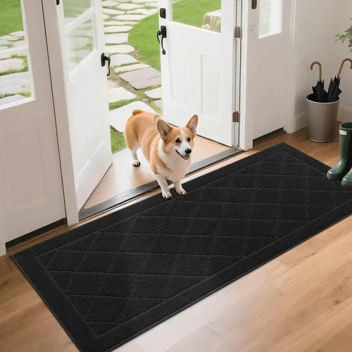 Vista 33 de BEQHAUSE Tapete Atrapa Suciedad para Puerta de 20" x 32", Tapete Antideslizante para Entrada Lavable, Tapete para Puerta para Perros Resistente a