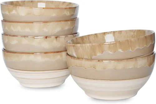 Bosmarlin Cuencos pequeños de cerámica para postre, 16 onzas, juego de 6, aptos para lavavajillas y microondas, para cereales, helados, sopas,