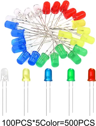 Vista 4 de Kit surtido de 500 diodos emisores de luz LED de 0.197 in, circuito electrónico LED, surtido para Arduino, circuito PCB DIY, fabricación de tarjetas