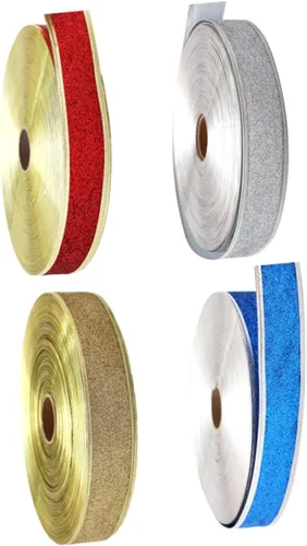 Vista 7 de TEHAUX 12pcs Chic Christmas Ribbons Each Silver Glitter for Crafts Wrapping and Holiday Decorations