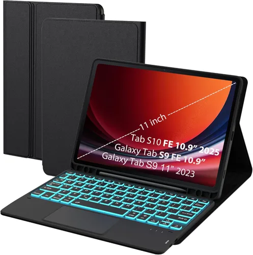 Vista 9 de Funda para Samsung Galaxy Tab S9 de 11 pulgadas/S9 FE 10.9 pulgadas / S10 FE 10.9 pulgadas con teclado - Funda de tableta táctil desmontable