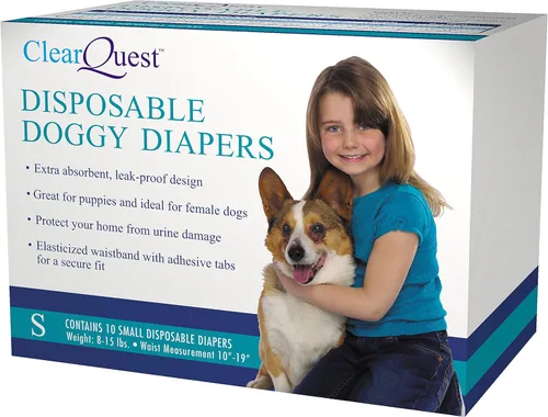Vista 6 de ClearQuest Pañales desechables para perros, pañales para mascotas superabsorbentes a prueba de fugas