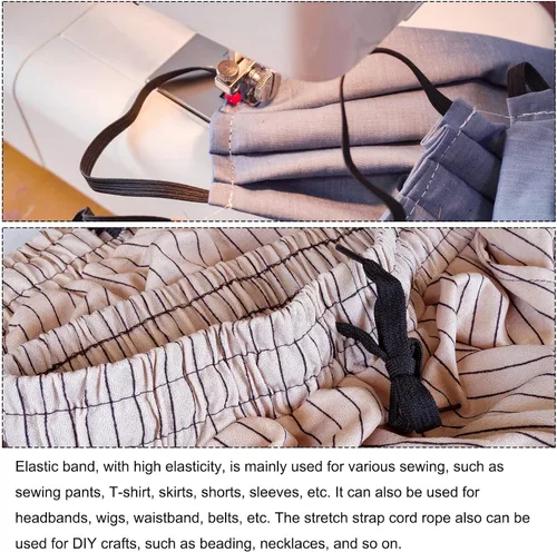 Vista 5 de MECCANIXITY Cordón elástico plano para coser de 1/4 de pulgada, 0.236 in, 33 yardas, cuerda elástica pesada para manualidades, color verde militar