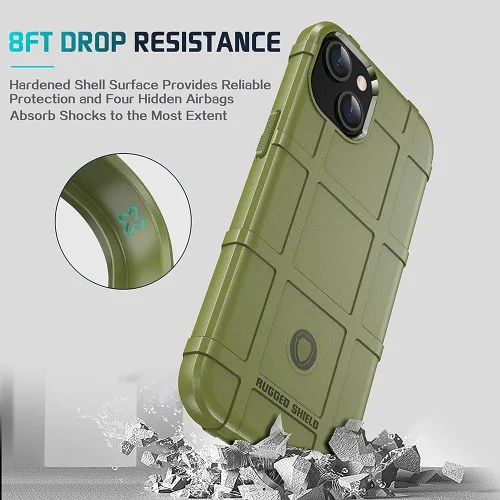 Vista 2 de Funda para iPhone 13, Rugged Shield 8 pies a prueba de caídas TPU Armadura gruesa Funda protectora táctica compatible con iPhone 13 (6.1 pulgadas)