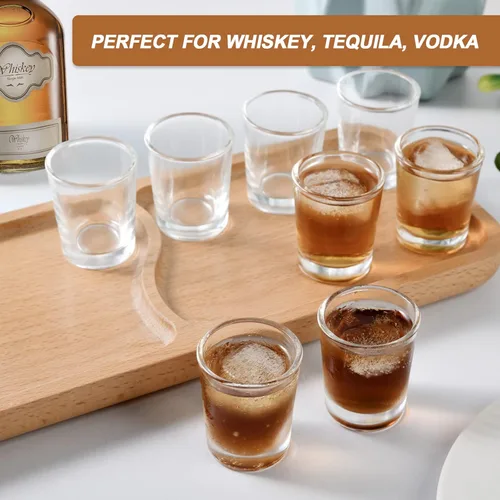 Vista 5 de Vaso de chupito, mini vasos de chupito de 0.8 onzas con base pesada, juego de 2 vasos de chupito pequeño, vasos medicinales reutilizables