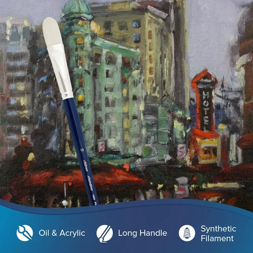 Vista 3 de Silver Brush Limited 190310 Bristlon Filbert - Brocha para pinturas acrílicas y al óleo, tamaño 10, mango largo