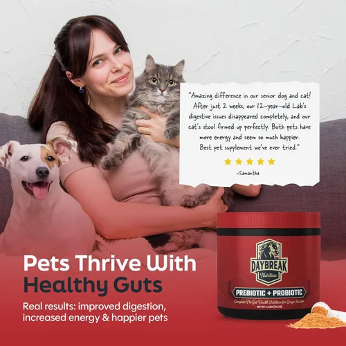 Vista 7 de Probióticos para gatos y perros - 6 mil millones de UFC en polvo prebiótico y probiótico - 8 cepas de apoyo digestivo para mascotas - Suplemento
