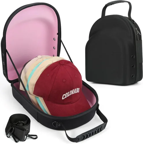Vista 9 de GERMUN Funda rígida para gorra de béisbol, funda de viaje con correa ajustable para el hombro, funda para 12 gorras de béisbol, perfecta para viajes