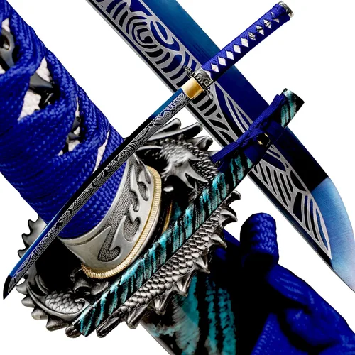 Vista 12 de Espada Katana Japonesa Samurai Hecha a Mano con Saya de Madera de Rayskin Dura, Puede Cortar Bambú