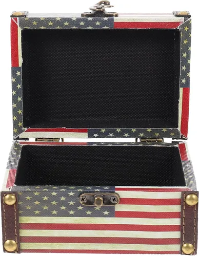 Operitacx Caja de joyería de madera con la bandera de Estados Unidos, caja organizadora de joyas, caja de recuerdo, caja de almacenamiento de