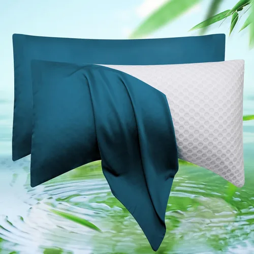 Vista 15 de Fundas de almohada curvadas de media luna refrescante para dormir lateral, rayón derivado de la funda de almohada de bambú, tamaño Queen, 1 pieza
