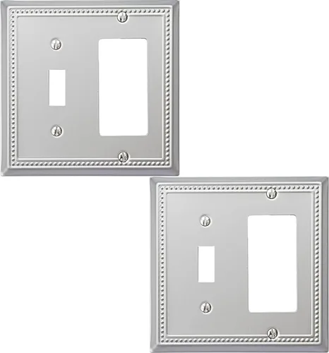 Vista 17 de OKAWYC Belaire - Cubierta para interruptor de luz de decoración individual, placa de pared de metal con cuentas, paquete de 4 unidades de bronce