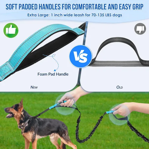 Vista 5 de SlowTon Correa para perro manos libres, con bolsa extraíble con cremallera, cuerda elástica que absorbe los golpes, doble asa y costuras
