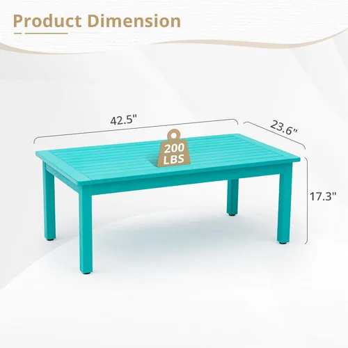 Vista 3 de LUE BONA HDPS - Mesa de centro para exteriores, rectangulares exteriores, patas niveladoras ajustables, resistente a la intemperie, mesa de patio