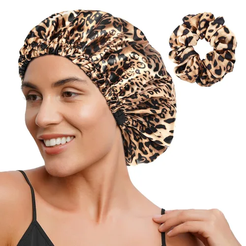 Vista 12 de YANIBEST Gorro de Satén Ajustable de Doble Capa Gorro de Cabello para Dormir, Gorros para Mujeres, Gorros para Cabello Natural Rizado, Gris Ceniza
