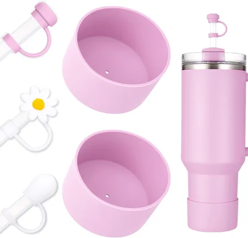 Vista 28 de Juego de funda para botas y pajilla, 2 fundas de silicona, 3 tapas de pajita, protector inferior para Stanley Cup H2.0 30 oz y 40 oz, coincidencia