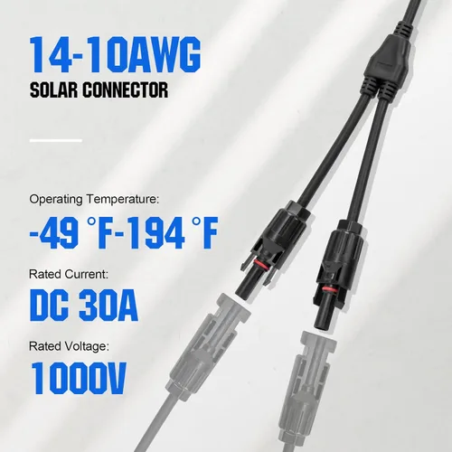Vista 4 de ECO-WORTHY Conectores solares Y rama paralela PV adaptador cable cable enchufe kit de herramientas para panel solar (M/FF+F/MM)