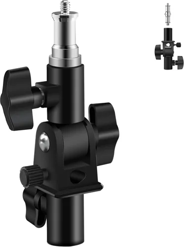 WELLMAKING Flash de cámara en forma de U Soporte de montaje giratorio de 180° con estándar de 1/4 a 3/8 pulgadas de metal macho espiga de tornillo