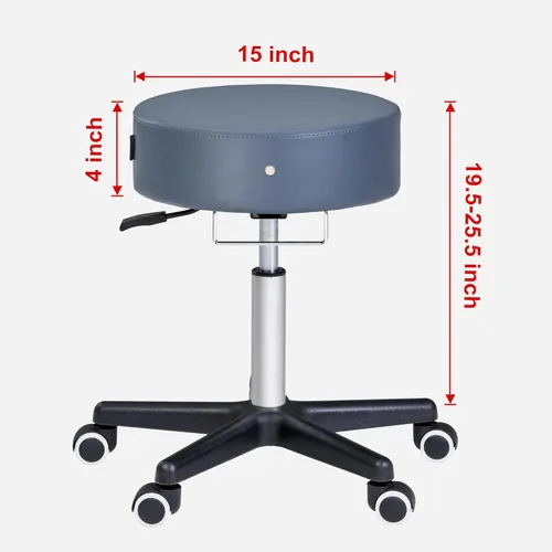 Vista 2 de Master Massage Glider Taburete hidráulico ergonómico redondo giratorio ajustable en azul real silla dental de peluquería para terapeuta, clínica