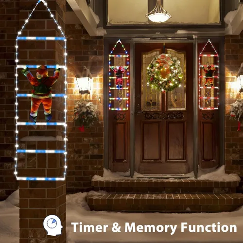 Vista 4 de Toodour Luz LED de Navidad, luces decorativas de escalera de Navidad de 2.5 pies con Papá Noel, luz de decoración de Navidad para interiores