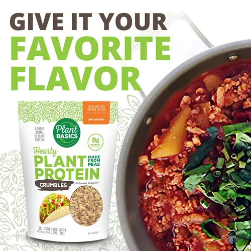 Vista 5 de Plant Basics - Proteína vegetal abundante - Crumble sin sabor, 1 libra - Condimento a base de plantas, al igual que el pollo, 2 onzas - Sin OMG, sin