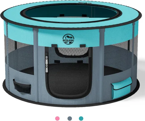 Vista 10 de Corralito de Juegos para Perros Corral para Cachorros Interior Jaula para Mascotas Jaula para Perros Pequeños Portátil Plegable Perrera para Gatos