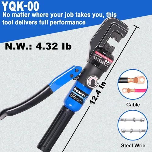 Vista 3 de AMZCNC Herramienta de prensado hidráulico con 9 troqueles de engaste de cable estándar americano para 12 AWG a 2/0 AWG y 2 troqueles de cuerda