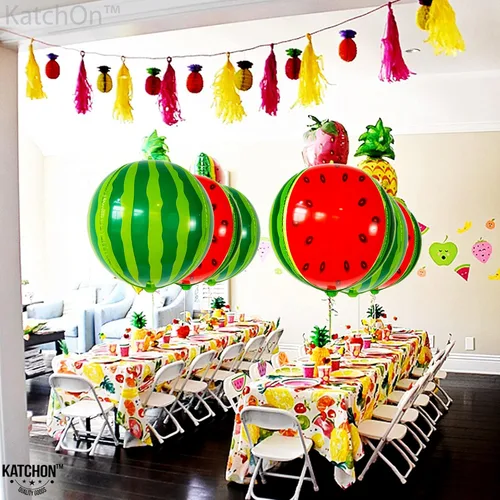 Vista 8 de KatchOn, Globos grandes de sandía de 22 pulgadas, paquete de 6, globos de verano para decoraciones de cumpleaños de sandía, decoraciones de fiesta