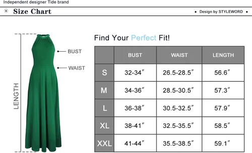 Vista 6 de STYLEWORD - Vestido largo, elegante, con hombros descubiertos y cuello halter para mujer, para primavera y verano