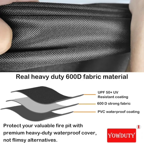 Vista 4 de Funda rectangular para mesa de fogata de gas propano de 44x28x24 pulgadas, impermeable de servicio pesado 600D, funda rectangular para chimenea