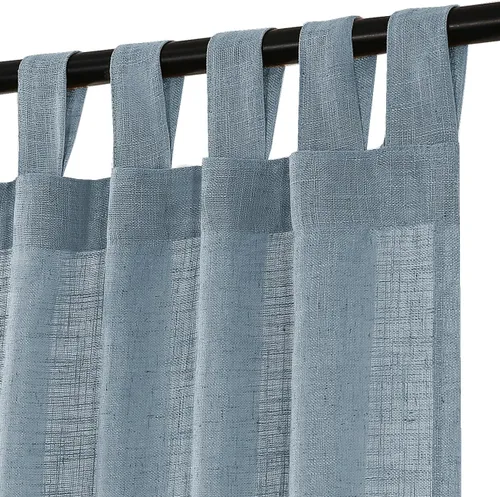 Vista 11 de Turquoize Cortinas de lino natural mezclado con pestañas superiores, paneles de tratamiento para ventana, cortinas para sala de estar, con pestaña