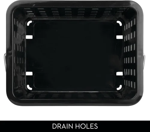 Vista 8 de iDesign Cesta de ducha de plástico con asa para baño o dormitorio universitario, color negro, fabricado en Estados Unidos