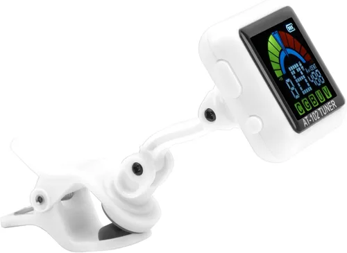 Vista 5 de Afinador de clip recargable USB para guitarra eléctrica, violín, ukelele con pantalla a color (AT-102 blanco)