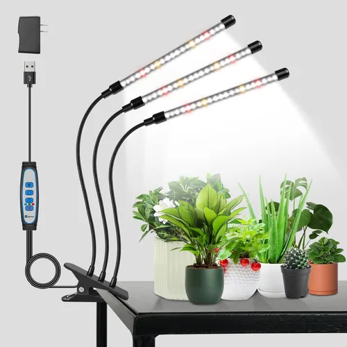 Vista 9 de wolezek Luces de cultivo para plantas de interior, 6000 K, 40 luces LED de espectro completo para plantas de interior, lámpara de cultivo blanca