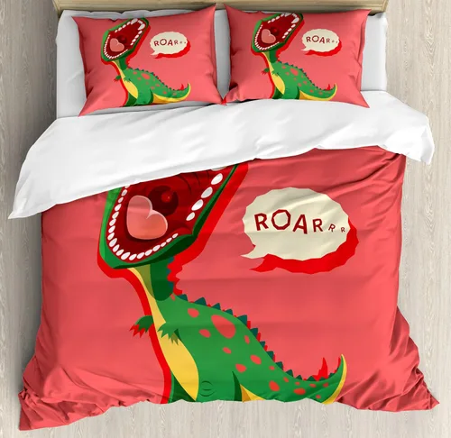Vista 165 de Ambesonne Hawaii - Juego de funda de edredón de verano, palmeras y hojas exóticas de helecho, fondo colorido abstracto, juego de ropa de cama