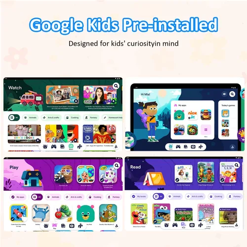 Vista 5 de Tablet Android 15 Kids 2025, tabletas actualizadas de 10.1 pulgadas con procesador Octa-Core, batería de 6000 mAh, espacio para niños, control