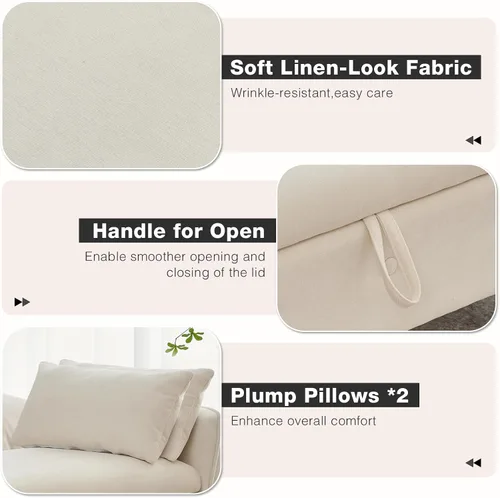 Vista 6 de Banco de almacenamiento al final de la cama, tamaño King, banco tapizado de Beige