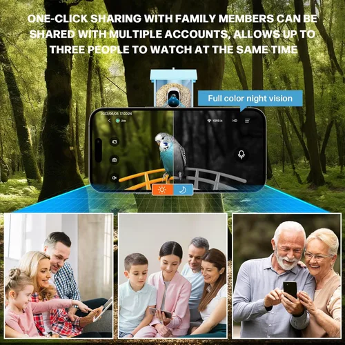 Vista 3 de Bird Feeder with Camera Smart Solar Powered Birds Feeder with 1080P FHD, Auto Motion Detect & Notify, AI Identify 11000+ Bird Species Identification