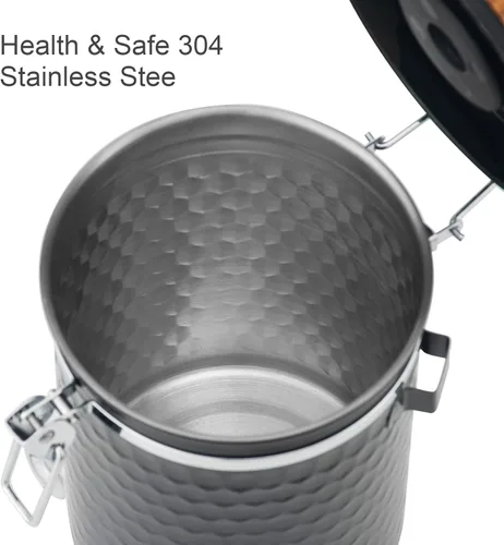 Vista 4 de TEDSWAIT Coffee Canisters - Recipiente hermético de almacenamiento de granos de café para cocina, contenedor de almacenamiento de alimentos de acero